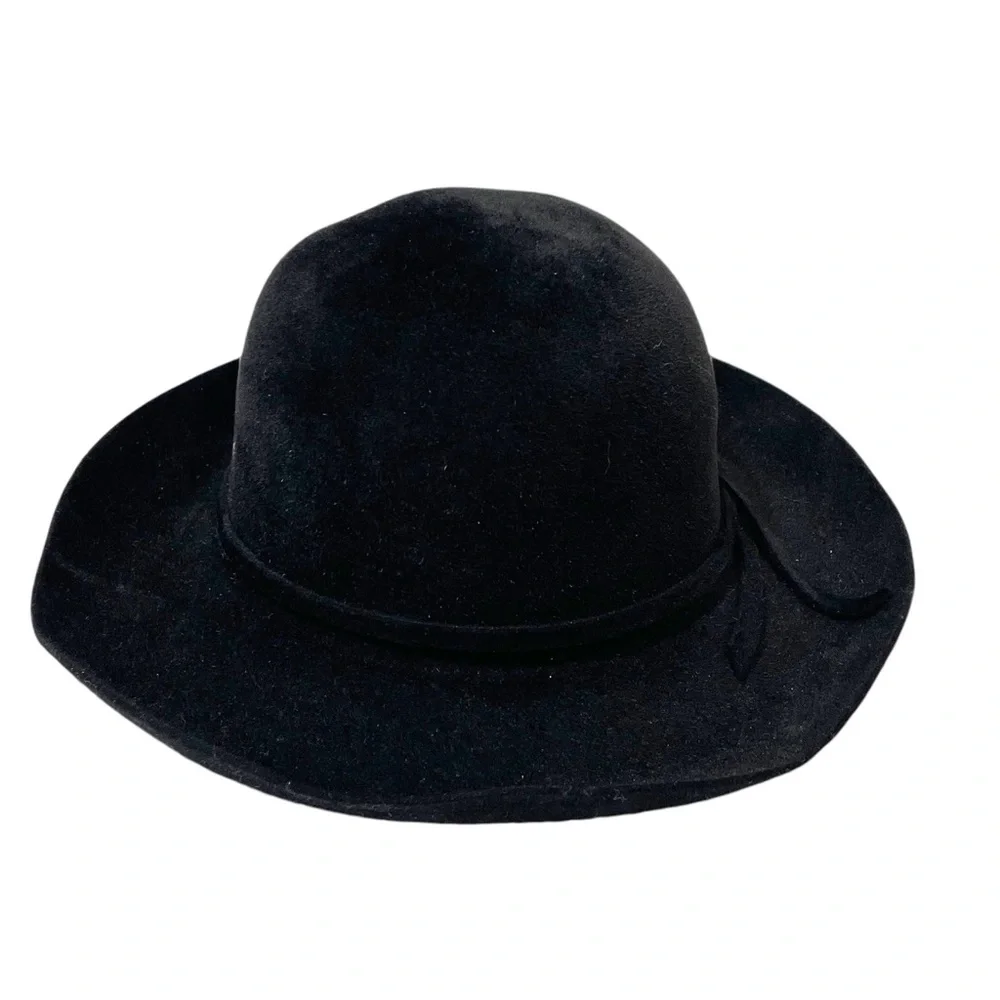 Helen‎ Kaminski Felt Fedora Hat Black Skinny Bow Sydney Australia